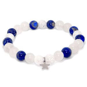 Minerální náramek jadeit, křišťál, lapis lazuli - VLOČKA